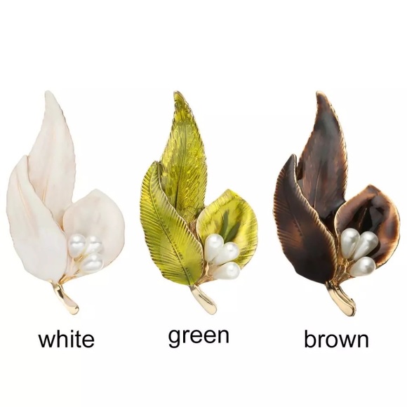 Craftsman Pearl Ceramic Hot Glazed Gold Floral Lapel Brooch Pin - Picture 1 of 16